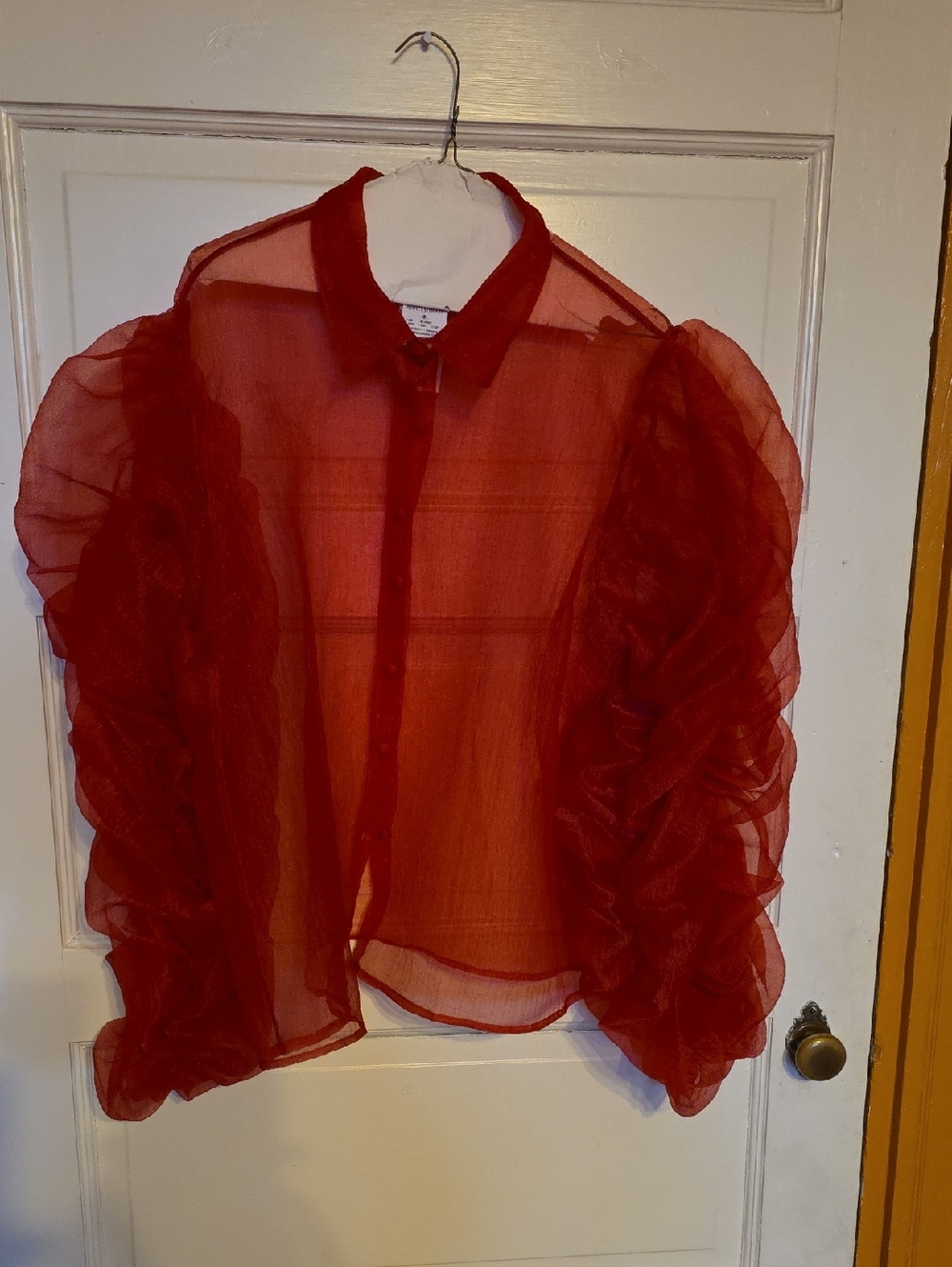 Ashley Stewart Vibrant Red Sheer Blouse